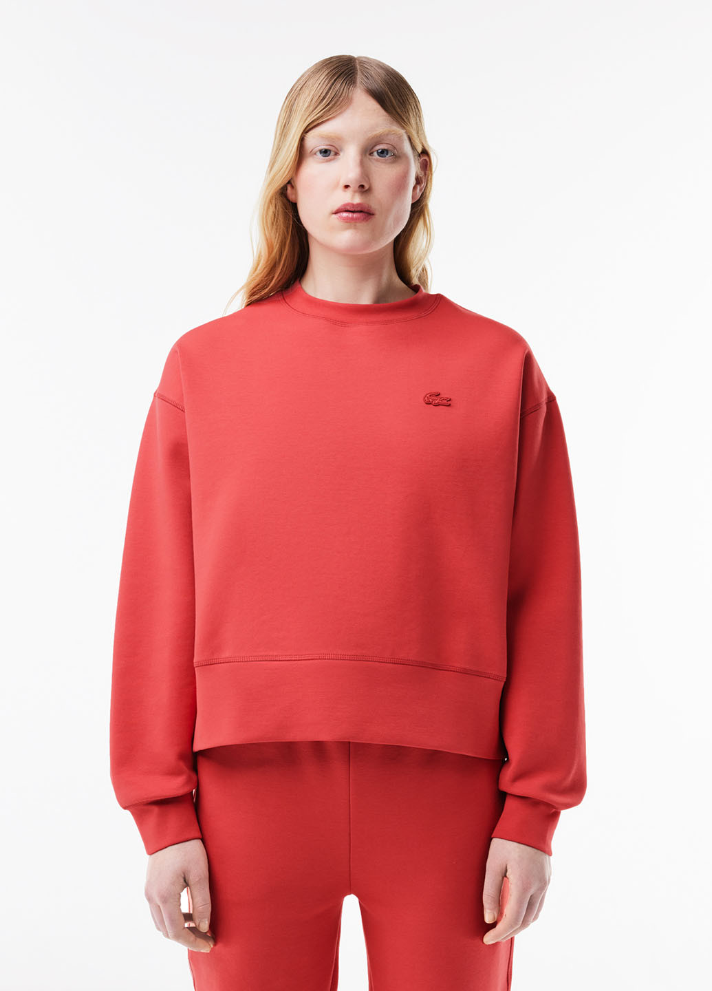 Красный свитшот Lacoste логотип нашивки (298072938)