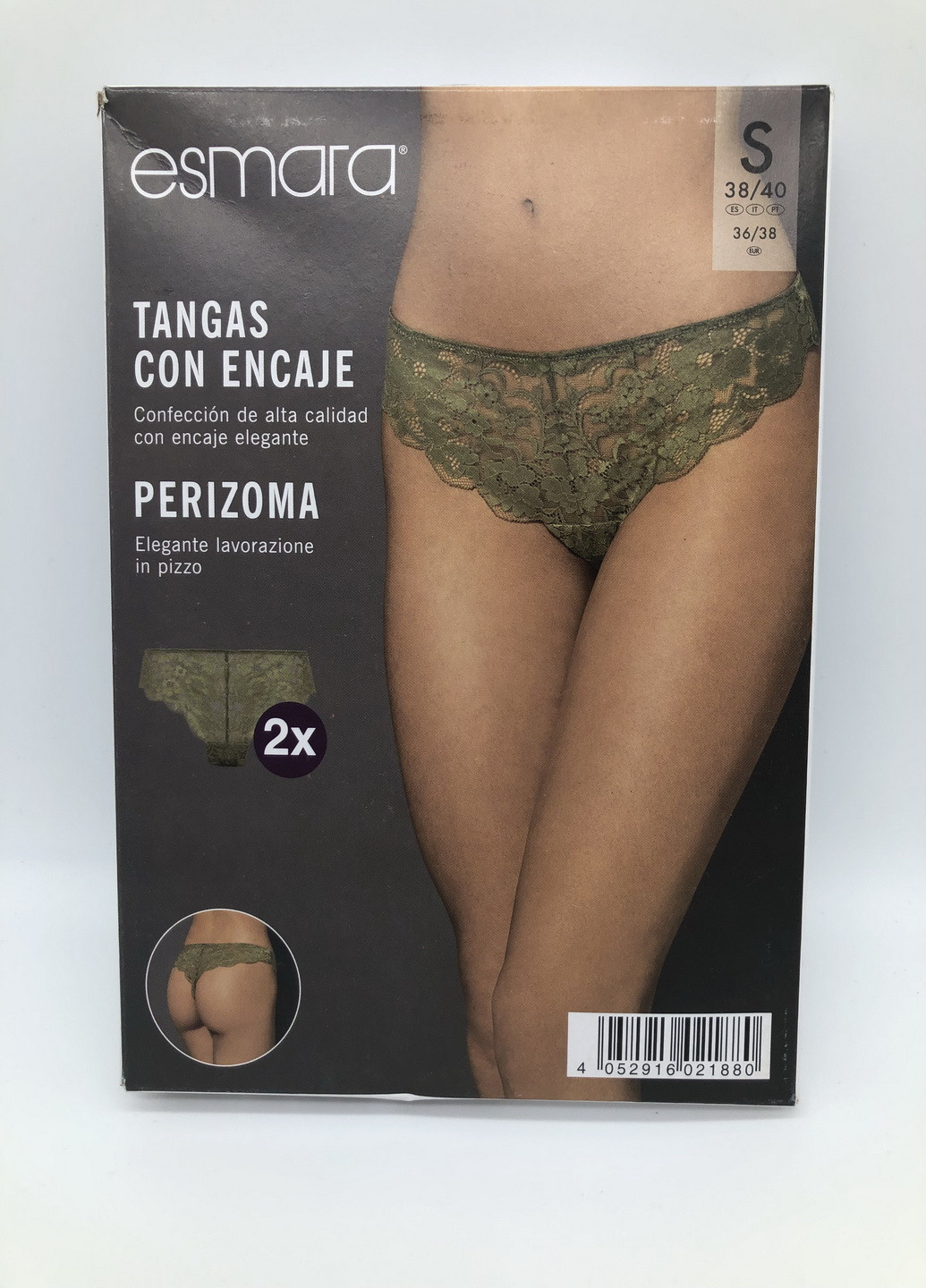 Оливковый (хаки) демисезонный комплект трусики (2од.) мереживні стринг Esmara