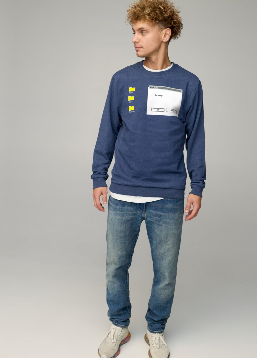 Синій світшот чоловічий basic /no flis/ YAPPI (252386096)