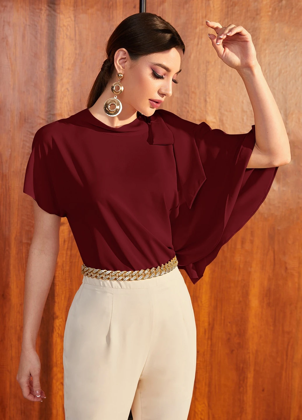 Бордовая блуза SHEIN
