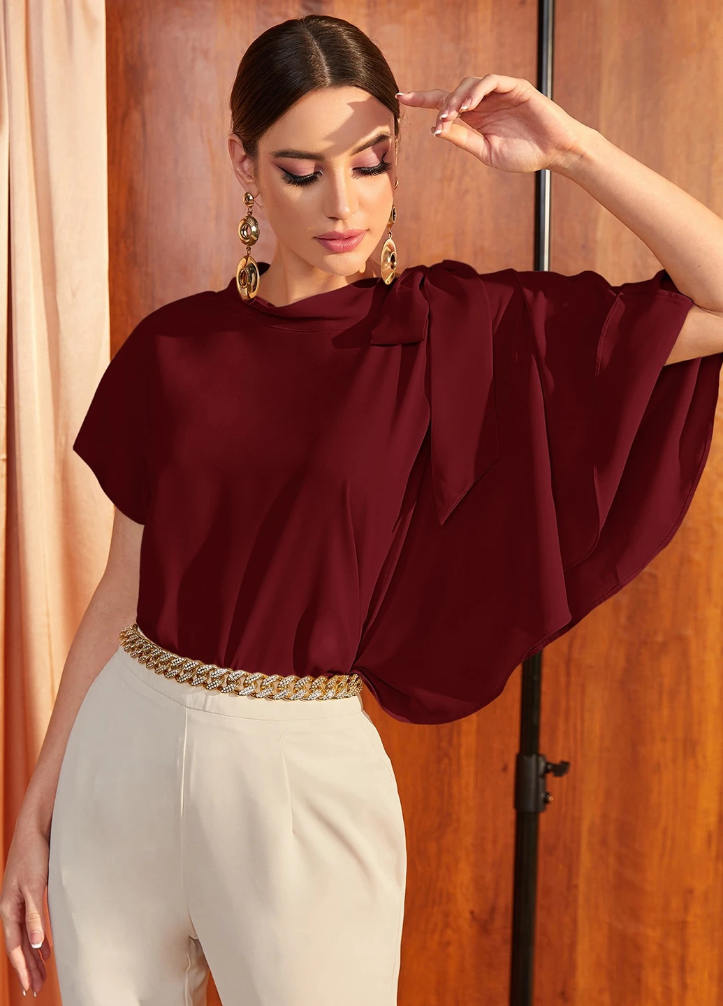 Бордовая блуза SHEIN