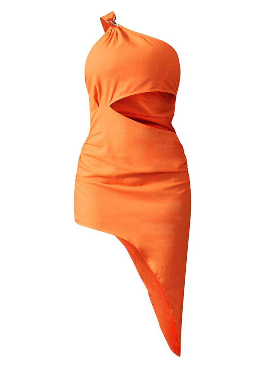 Оранжевое кэжуал платье на одно плечо PrettyLittleThing однотонное