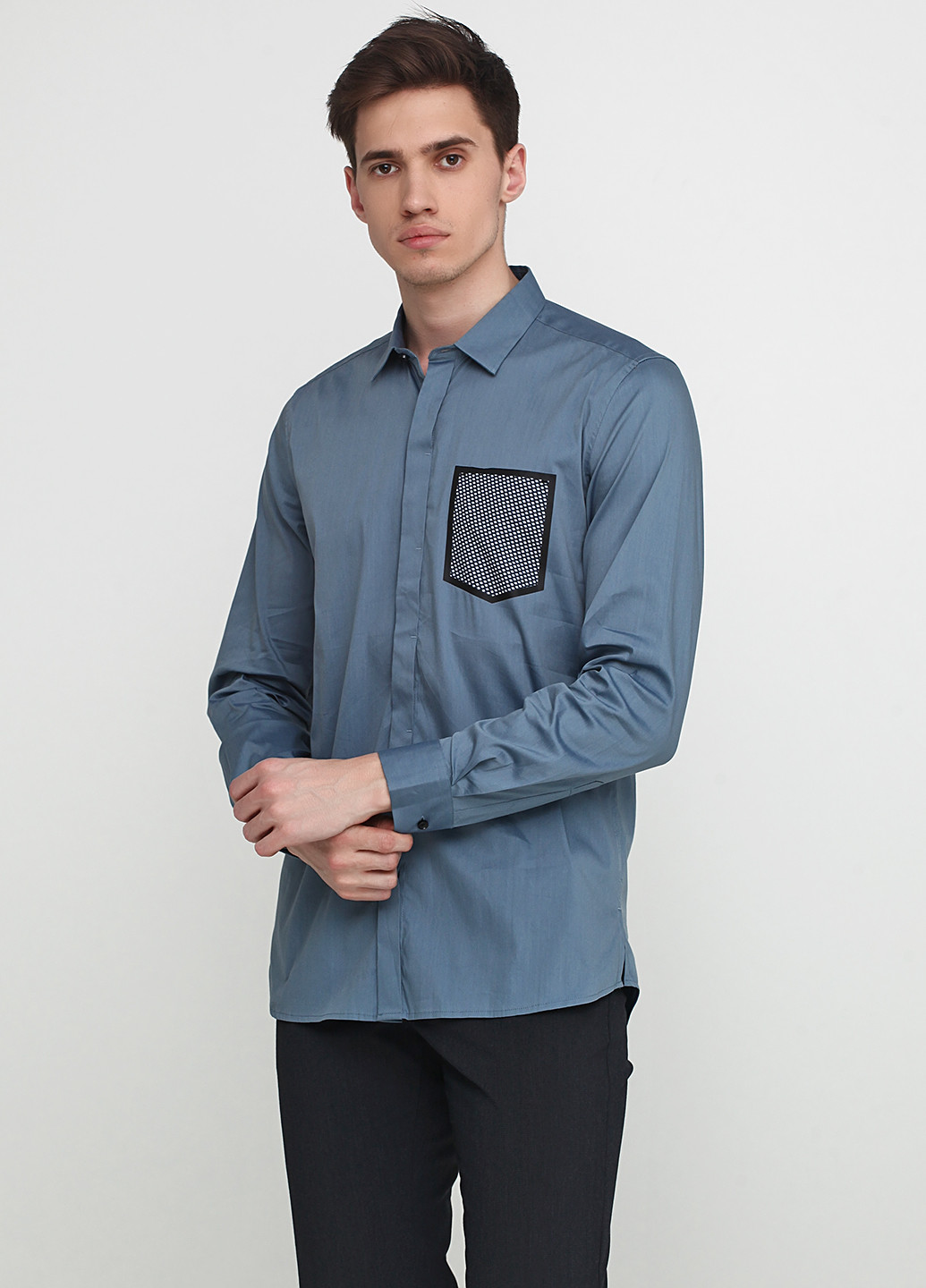 Темно-голубой кэжуал рубашка однотонная Antony Morato с длинным рукавом