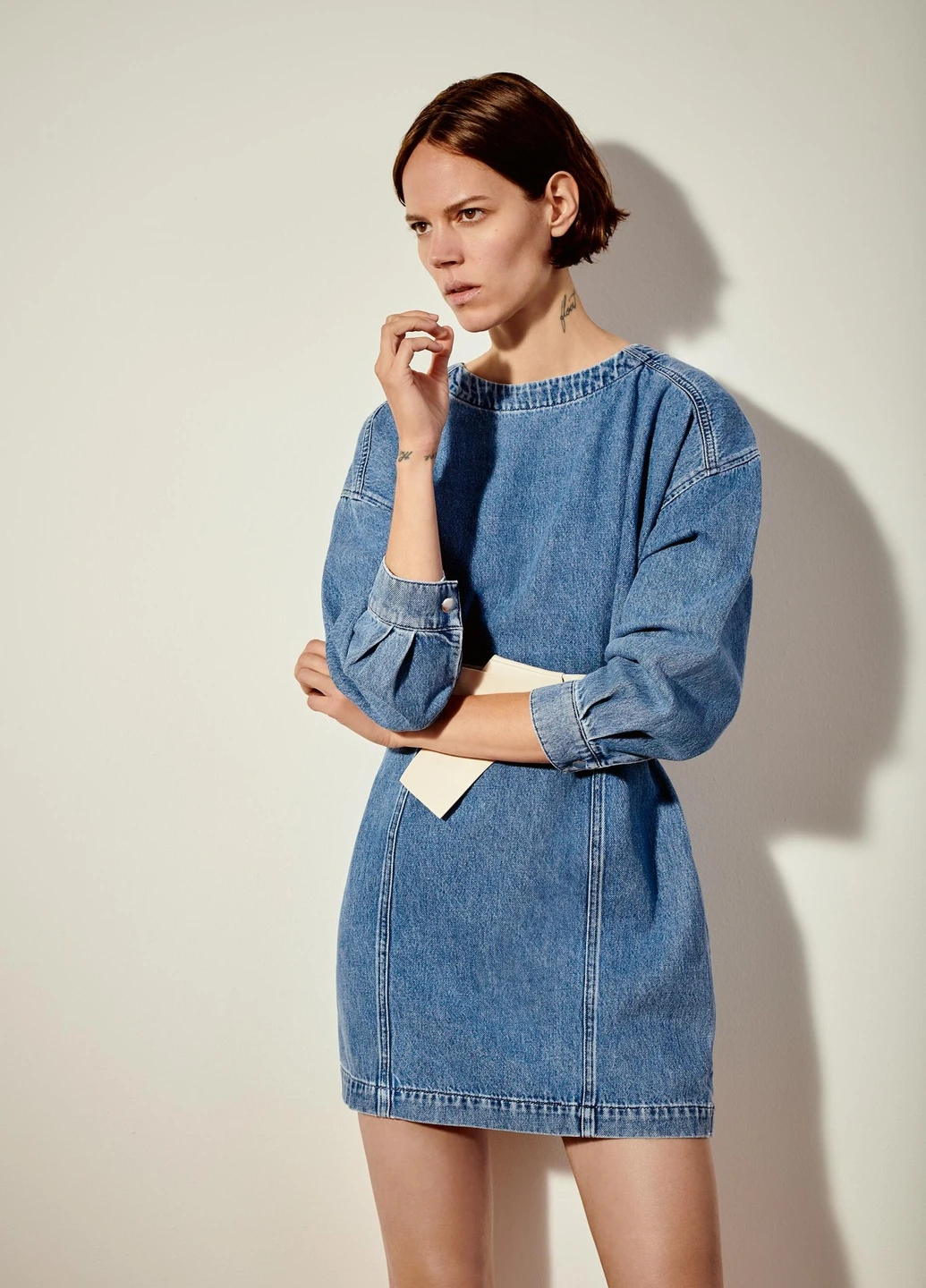 Синее джинсовое платье Zara однотонное