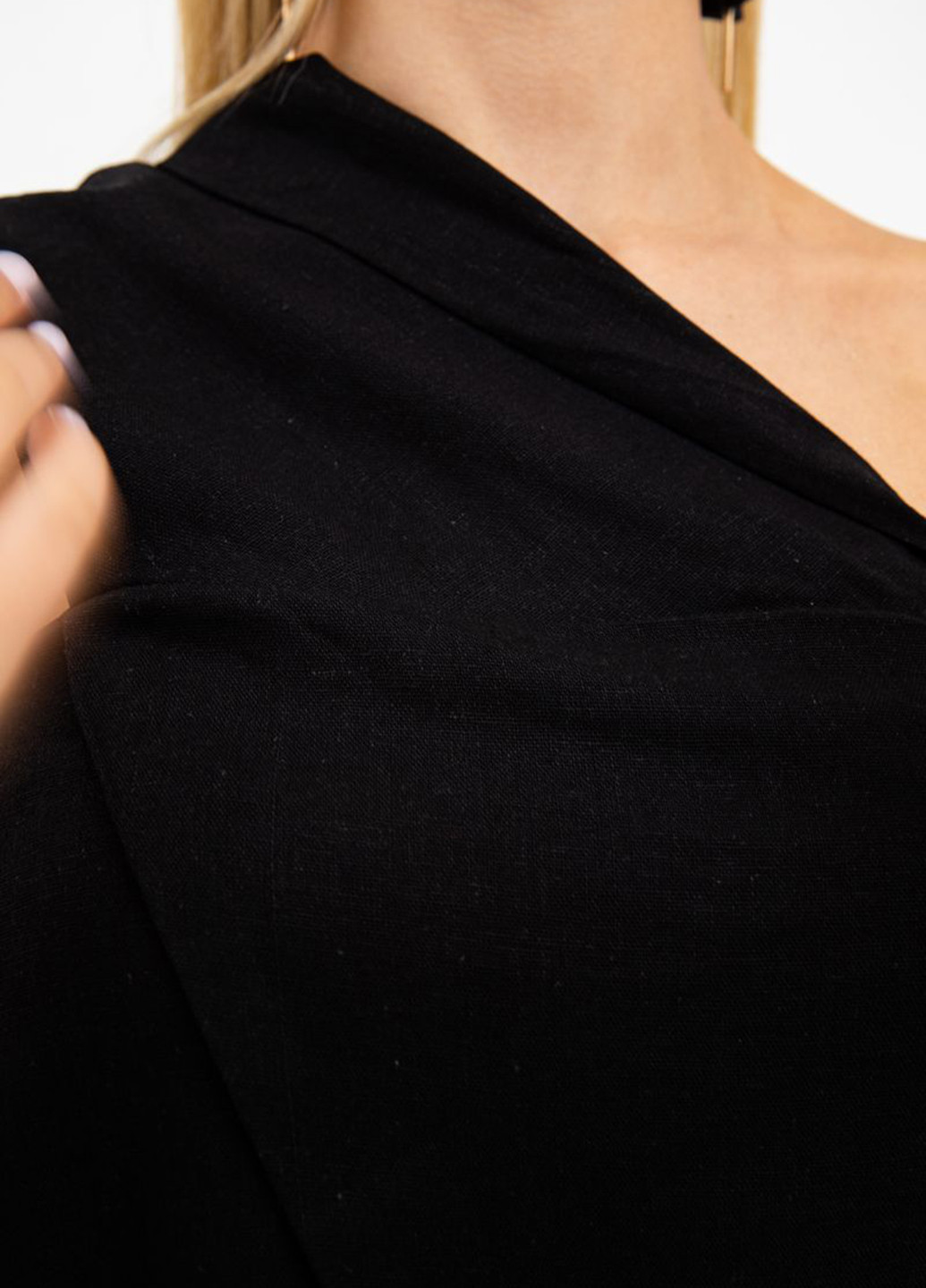Черное кэжуал платье на одно плечо, а-силуэт Ager однотонное
