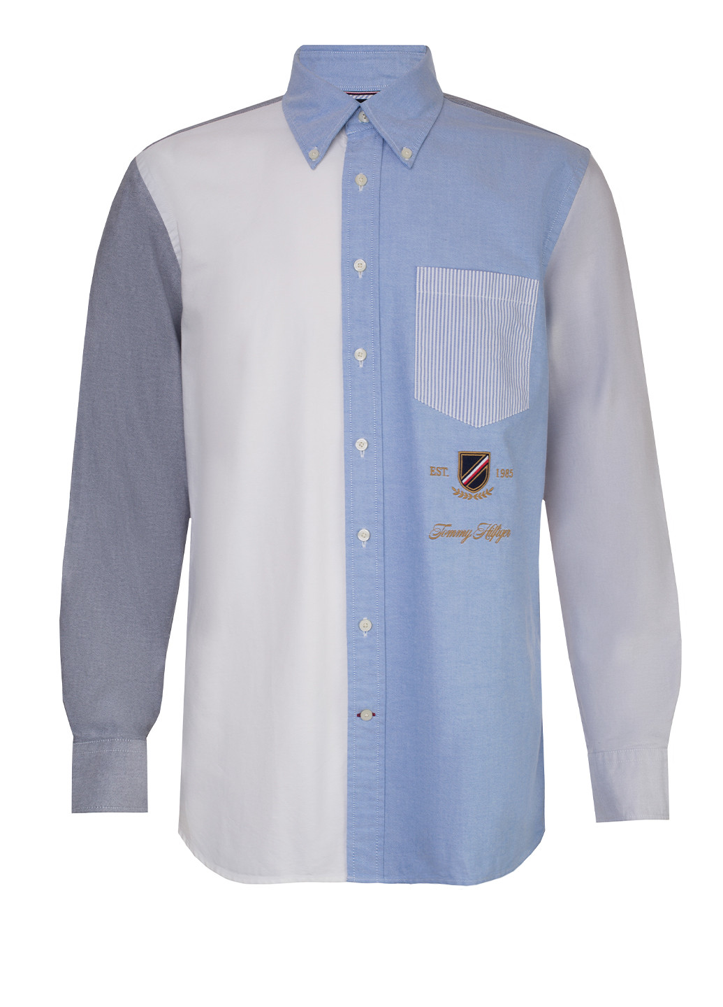 Голубой кэжуал рубашка колор блок Tommy Hilfiger