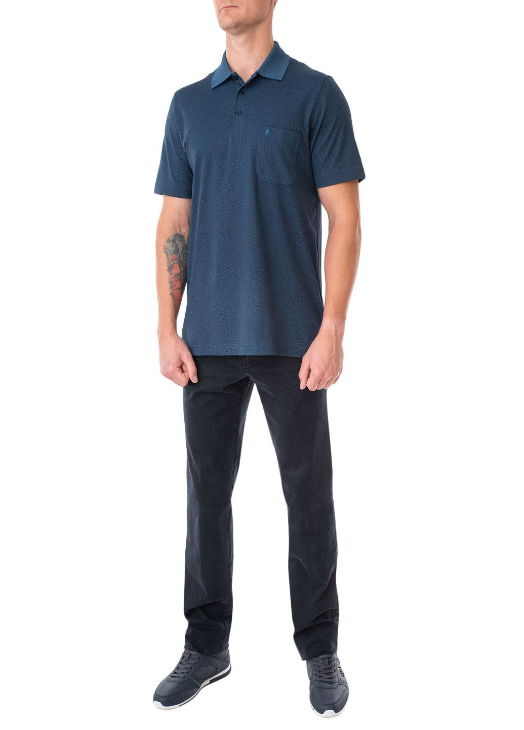 Синяя футболка-поло для мужчин Ragman с геометрическим узором