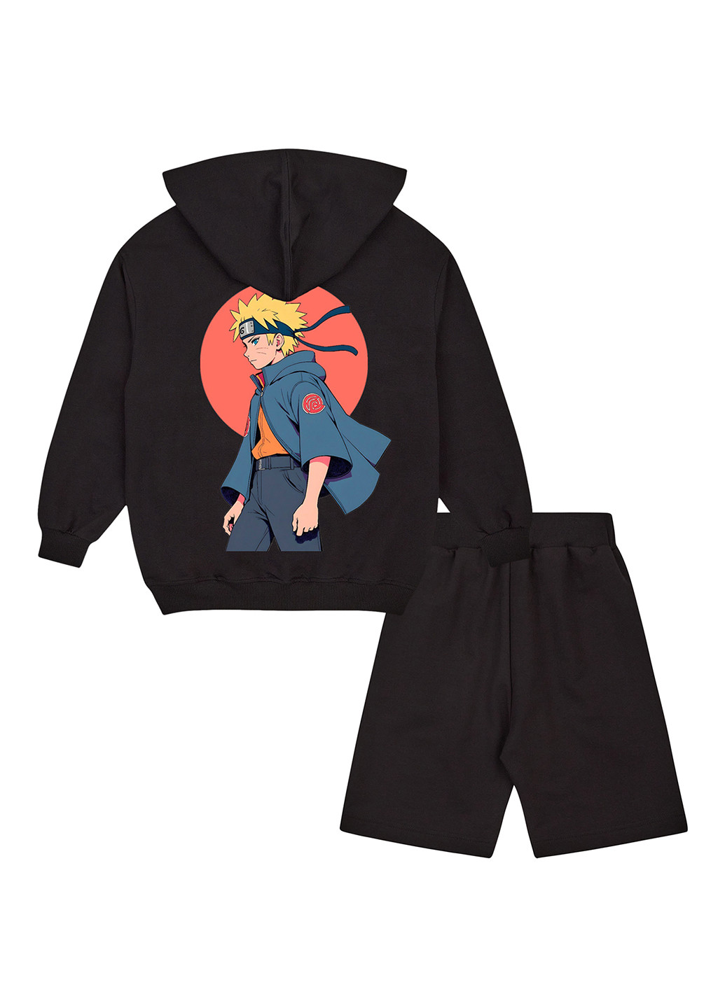 Чорний демісезонний комплект (толстовка, шорти) Garnamama