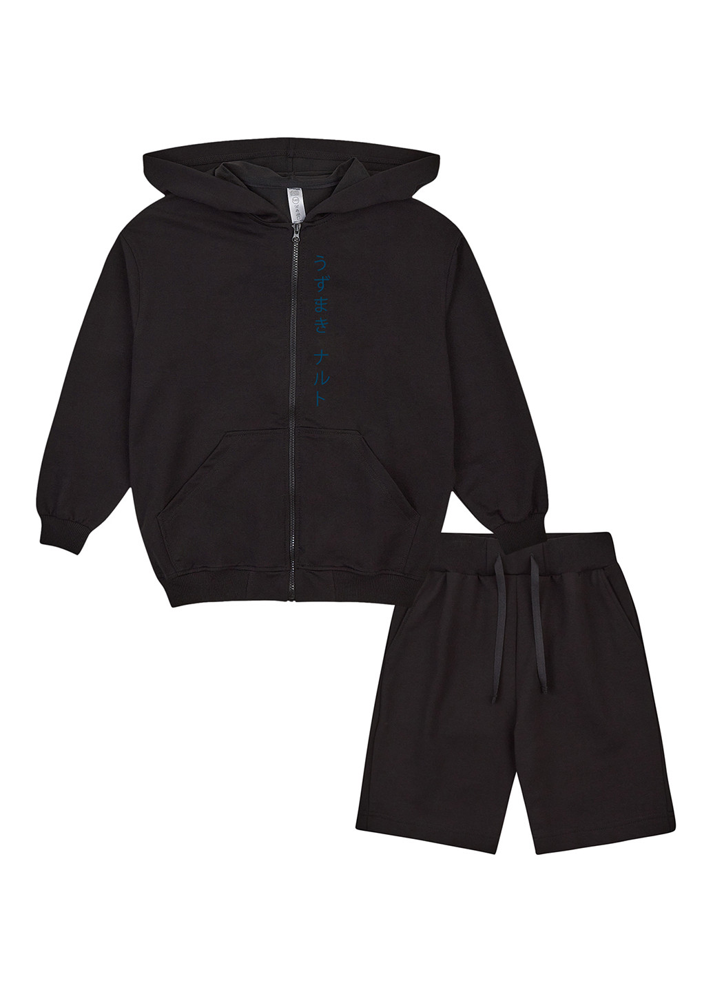 Чорний демісезонний комплект (толстовка, шорти) Garnamama
