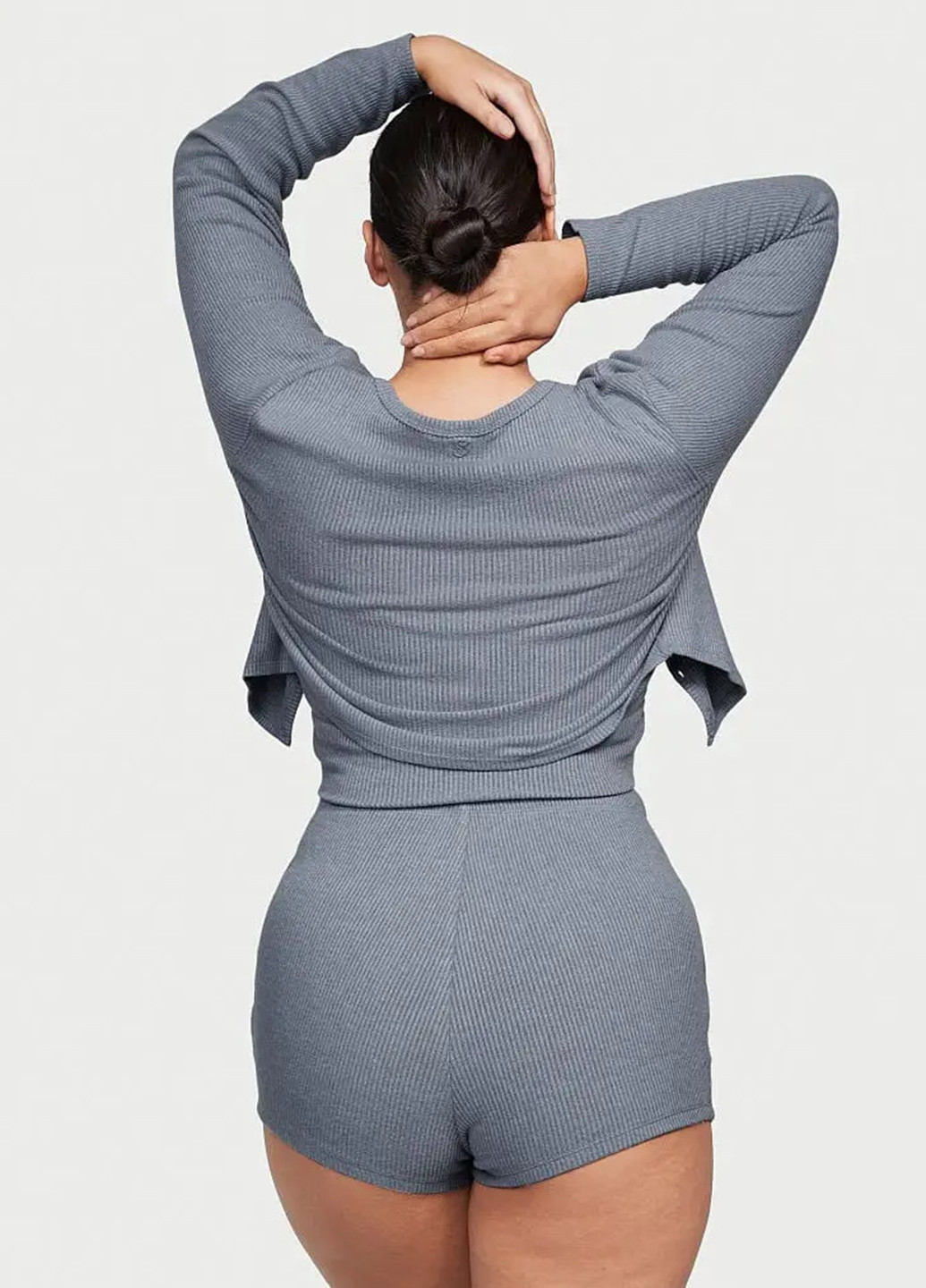 Сіра всесезон піжама (кофта, топ, шорти) лонгслів + шорти Victoria's Secret