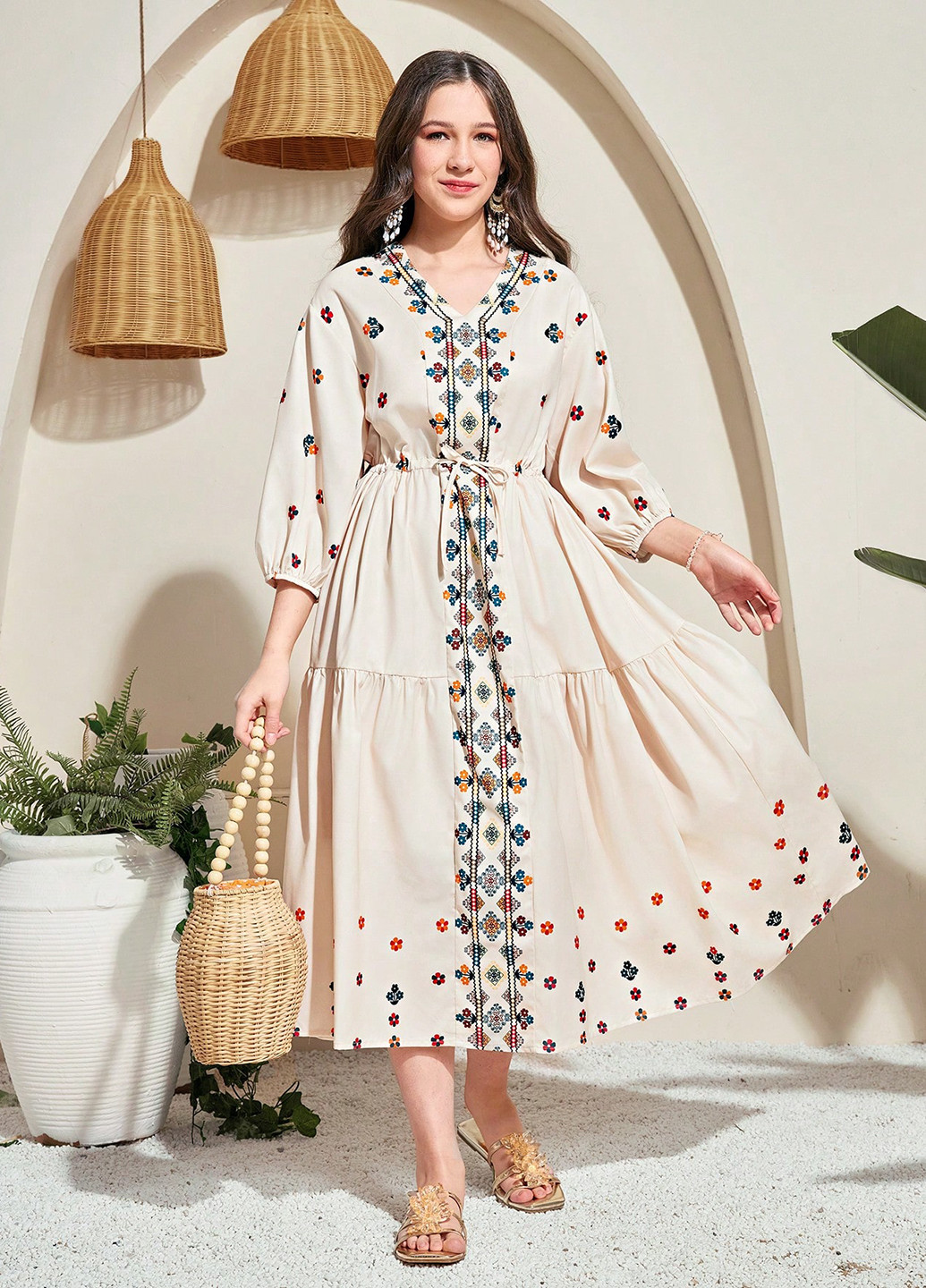 Кремовое платье SHEIN (367018424)