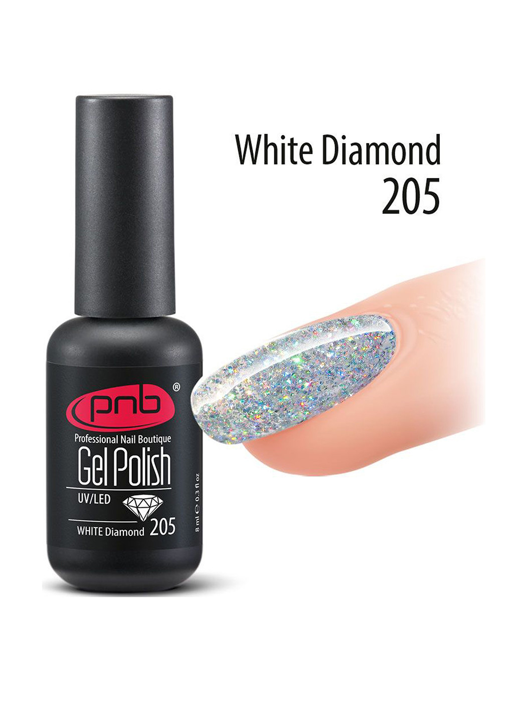 Гель-лак №205 (White Diamonds), 8 мл PNB (114068354)