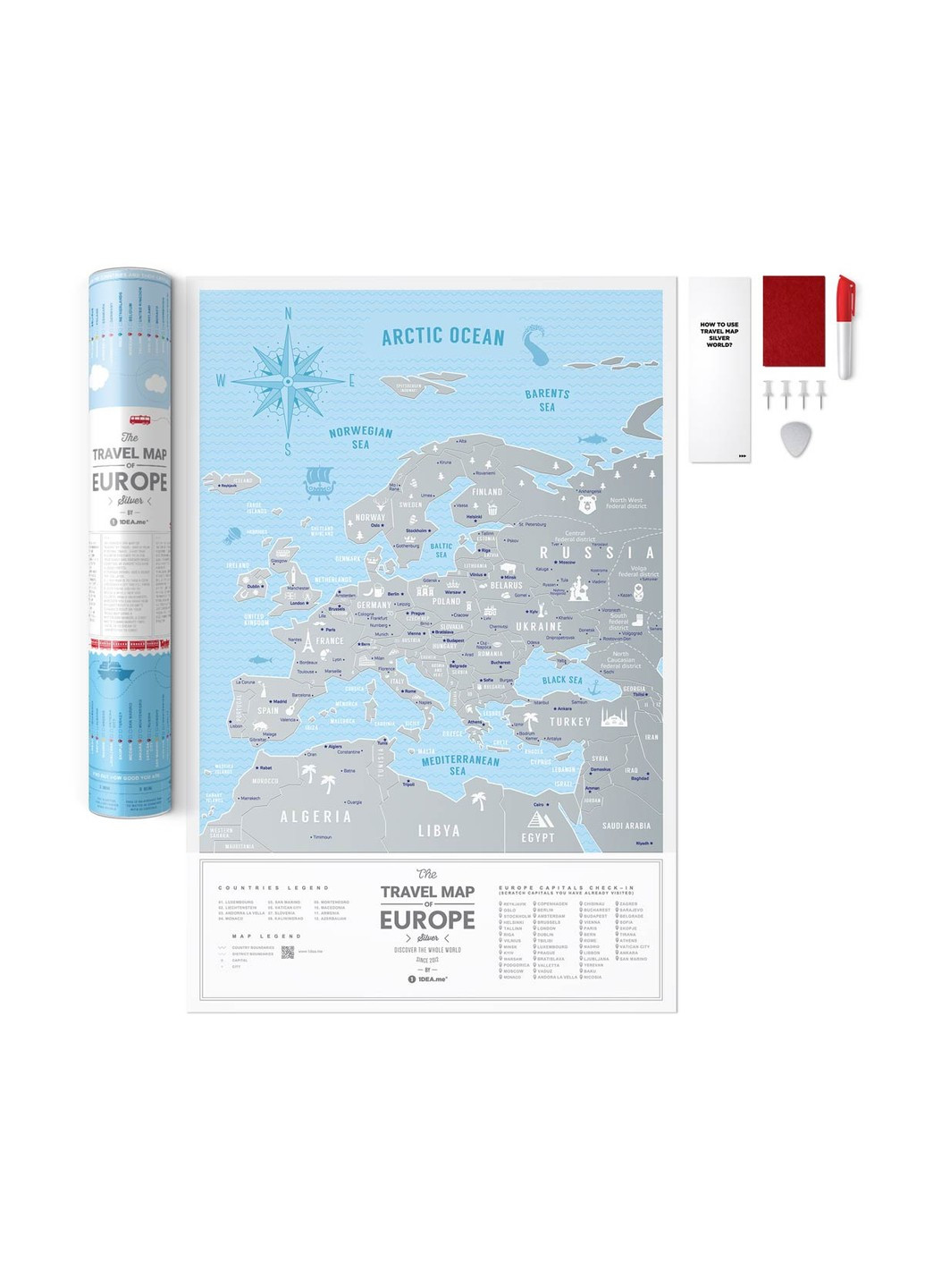 Скретч карта Европы "Travel Map Silver Europe" (тубус) 1DEA.me (254288753)