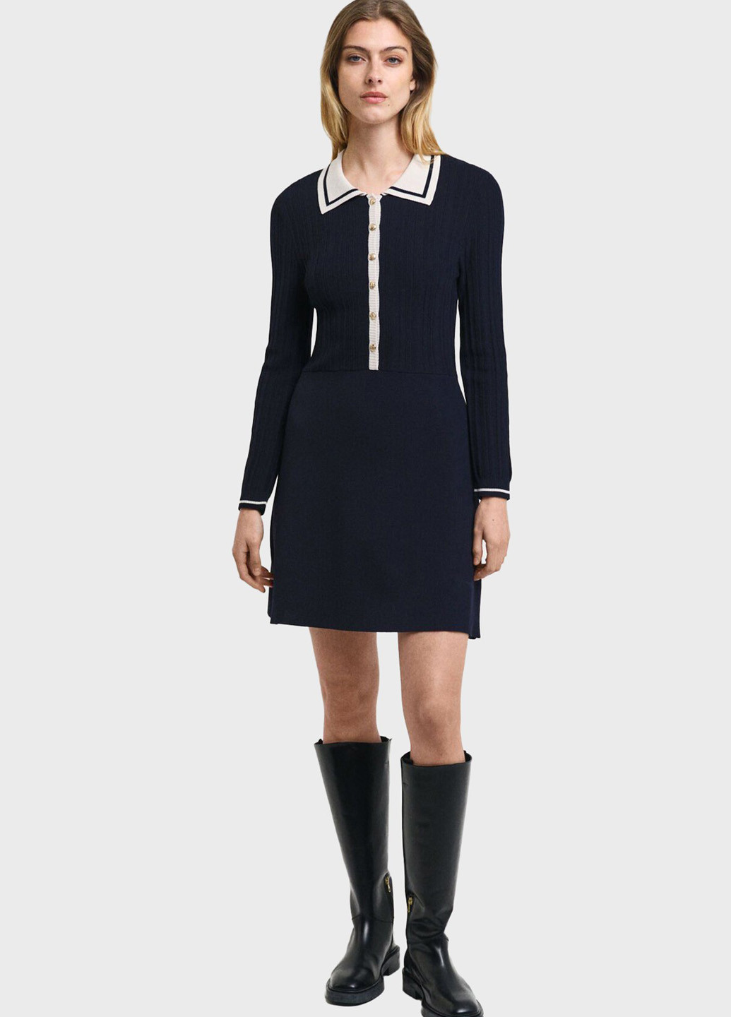 Темно-синее кэжуал платье Gant колор блок