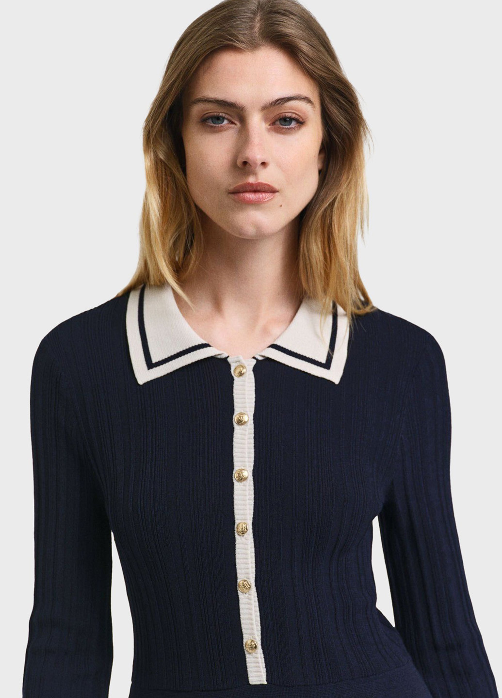 Темно-синее кэжуал платье Gant колор блок