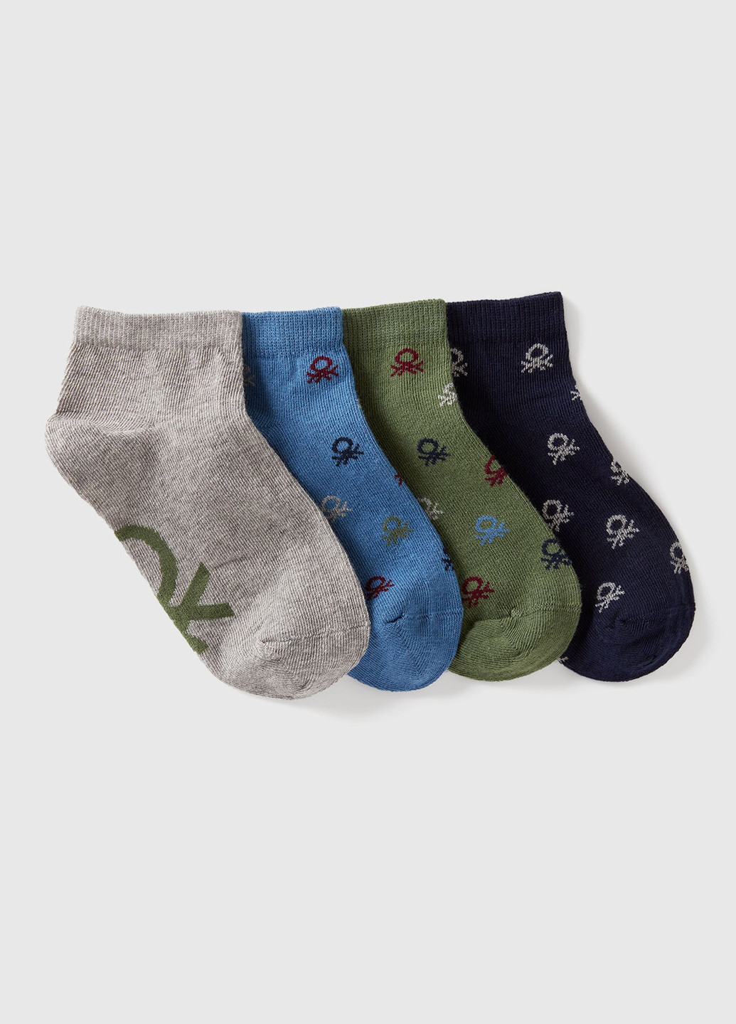 Серо-зелёные носки (4 пары) United Colors of Benetton рисунки всесезон (366871447)