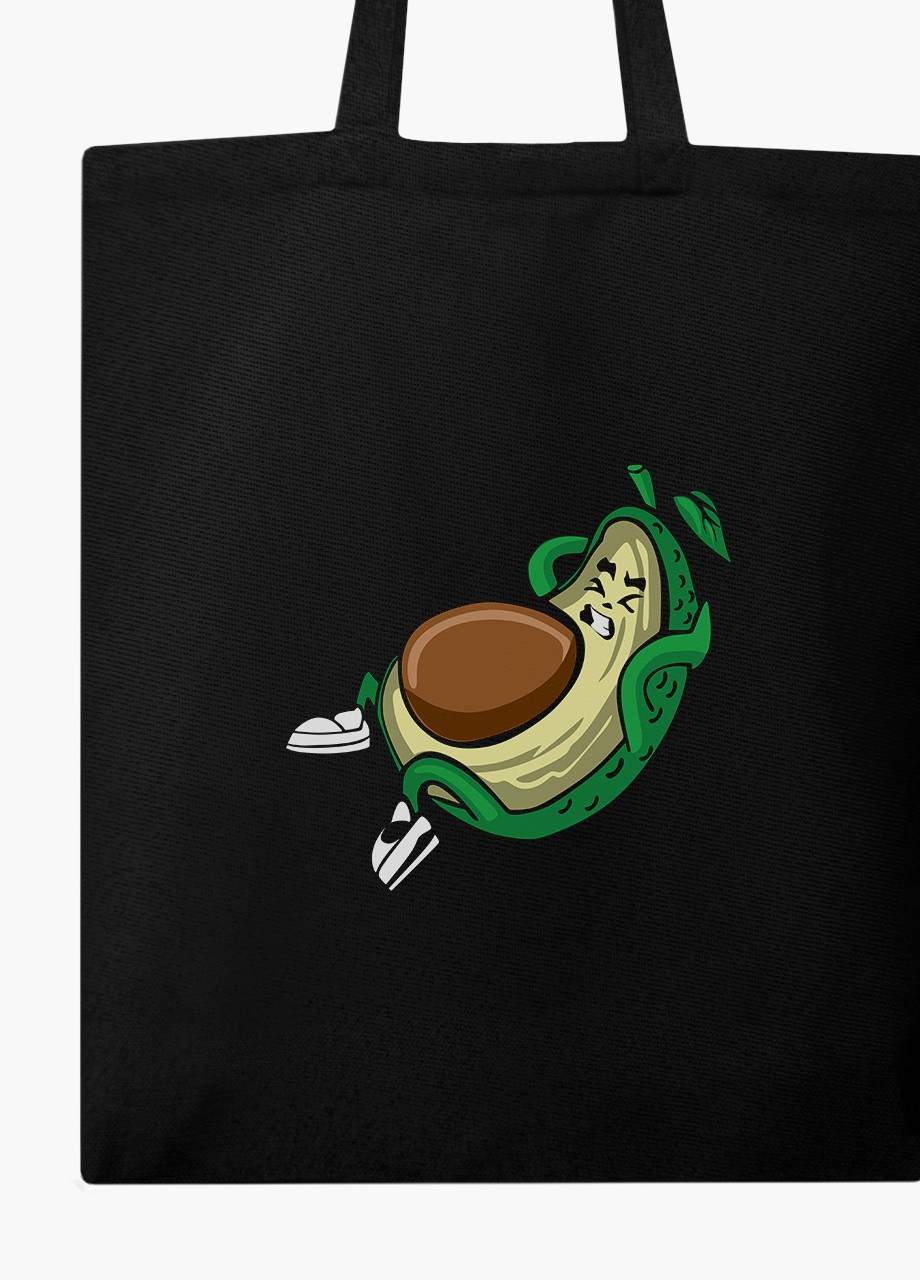 Еко сумка шоппер черная Авокадо Фитнес (Avocado Fitness) (9227-2030-BK) MobiPrint (236391130)