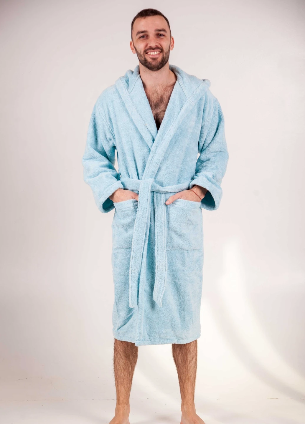 Халат махровий Bella, MicroCotton, однобарвний, блакитний, розмір XXXL (3800980994712) Bulgaria-Tex (251707677)