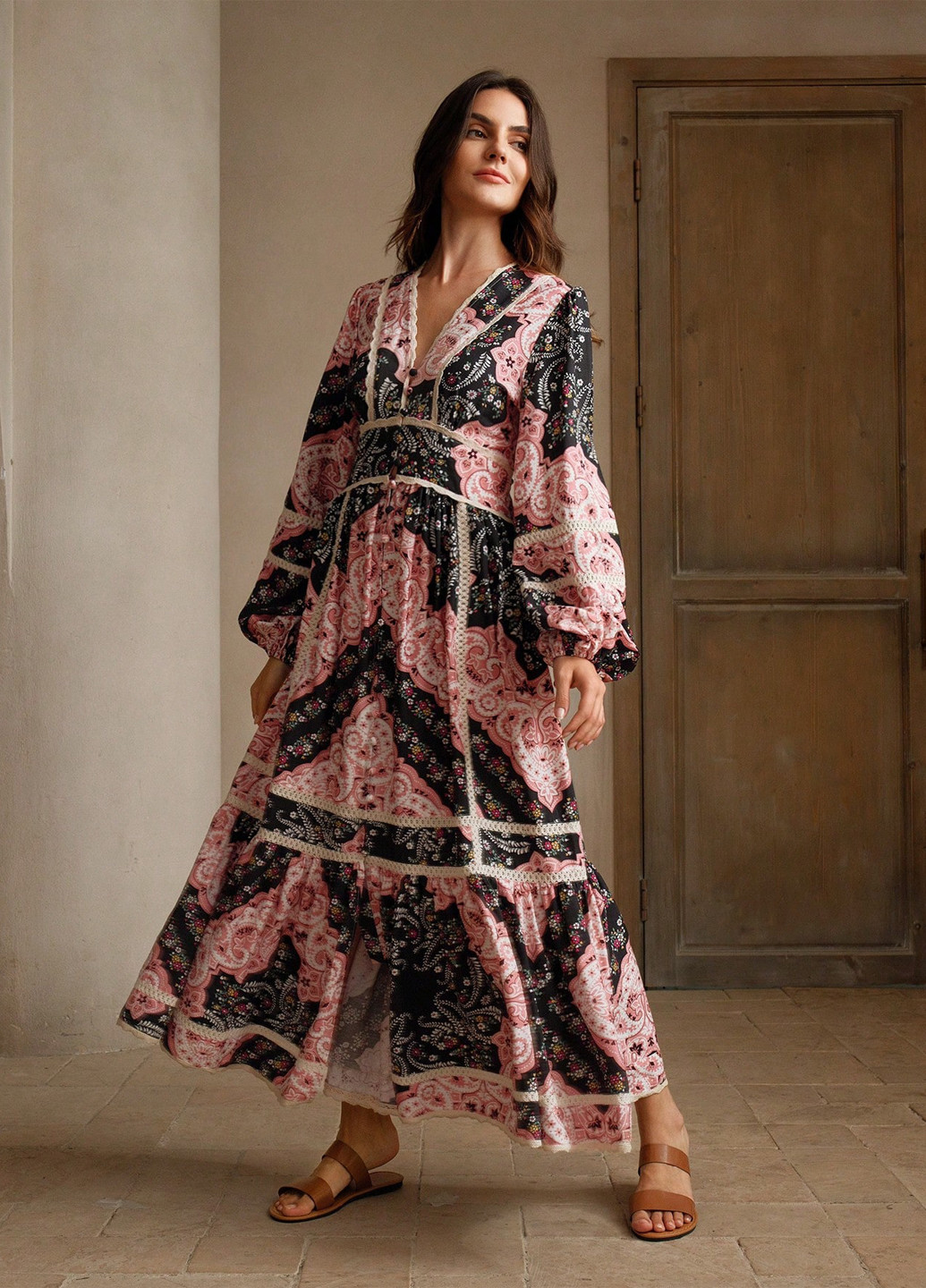 Комбинированное кэжуал платье SHEIN турецкие огурцы