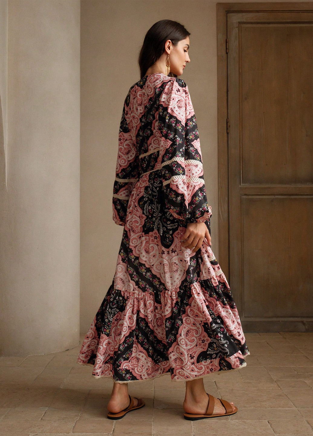 Комбинированное кэжуал платье SHEIN турецкие огурцы