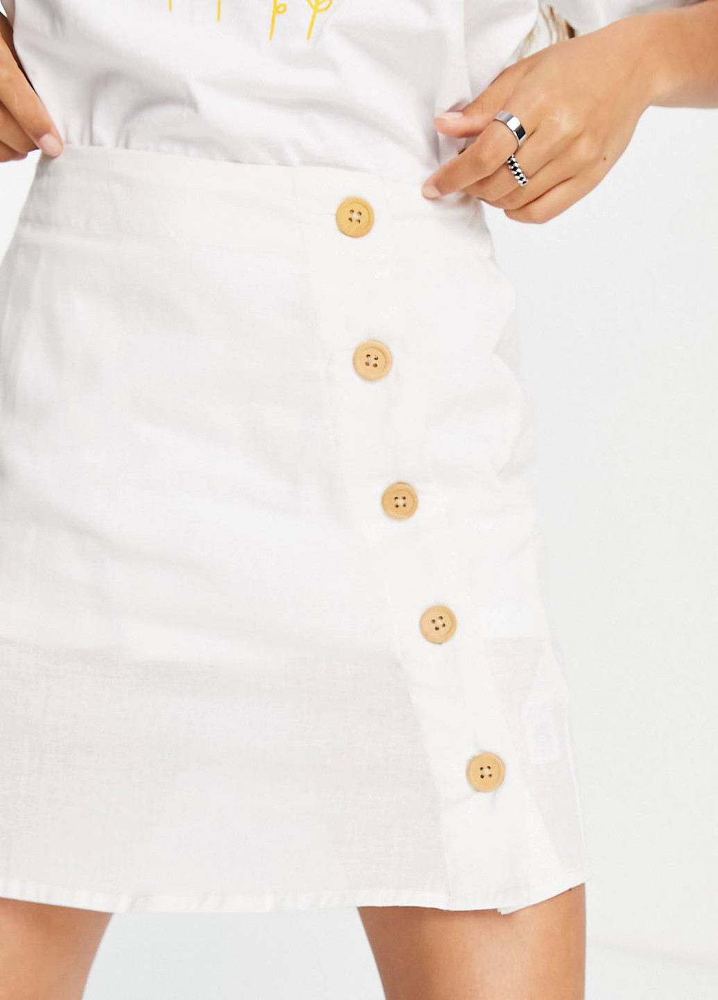 Белая кэжуал однотонная юбка Asos а-силуэта (трапеция)