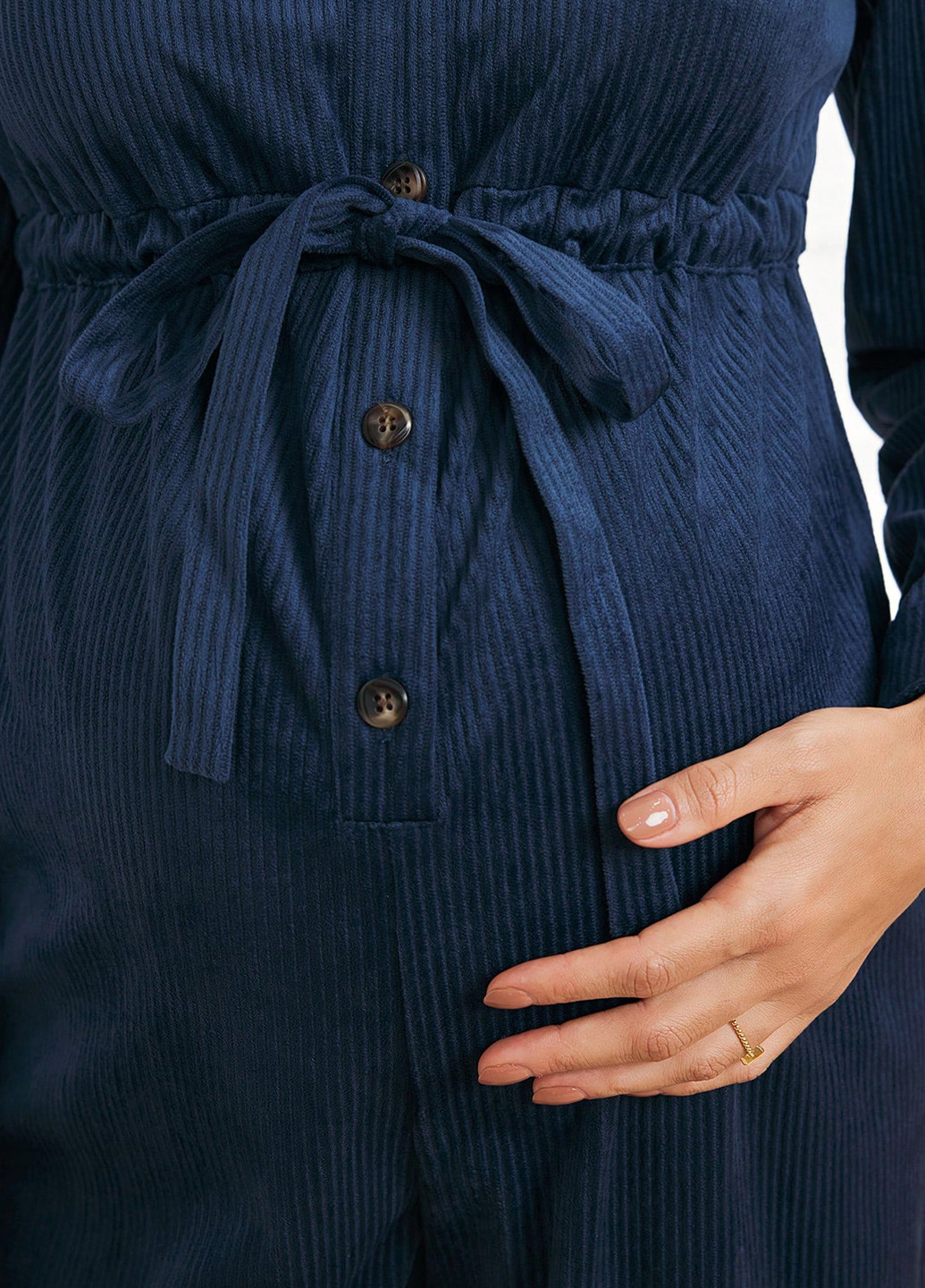 Комбинезон для беременных SHEIN комбинезон-брюки однотонный тёмно-синий кэжуал полиэстер, вельвет