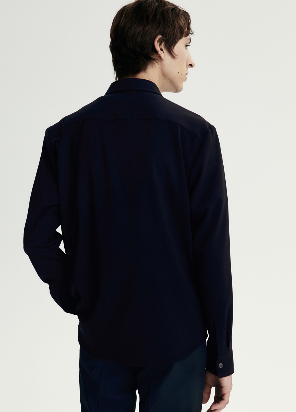 Индиго кэжуал рубашка однотонная H&M