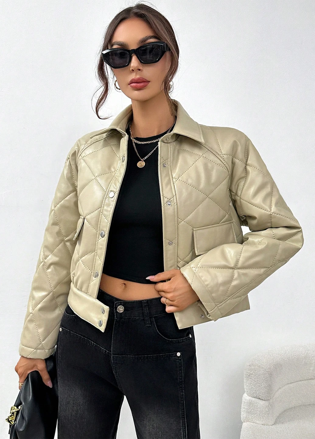 Кремова зимня куртка SHEIN