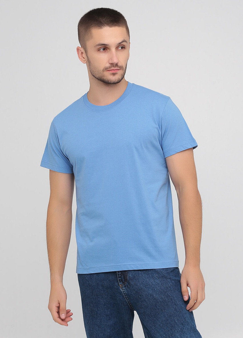 Голубая футболка мужская безшовная с круглым воротником Stedman