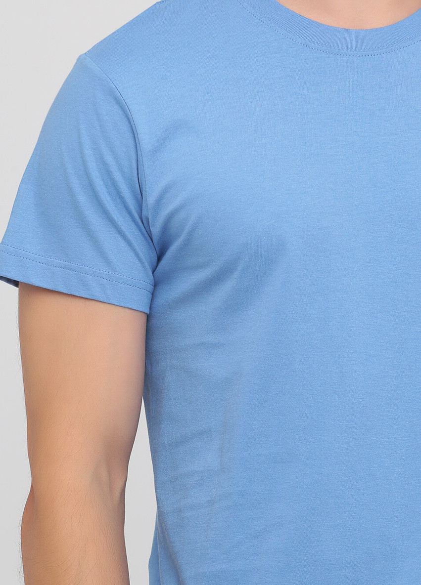 Голубая футболка мужская безшовная с круглым воротником Stedman