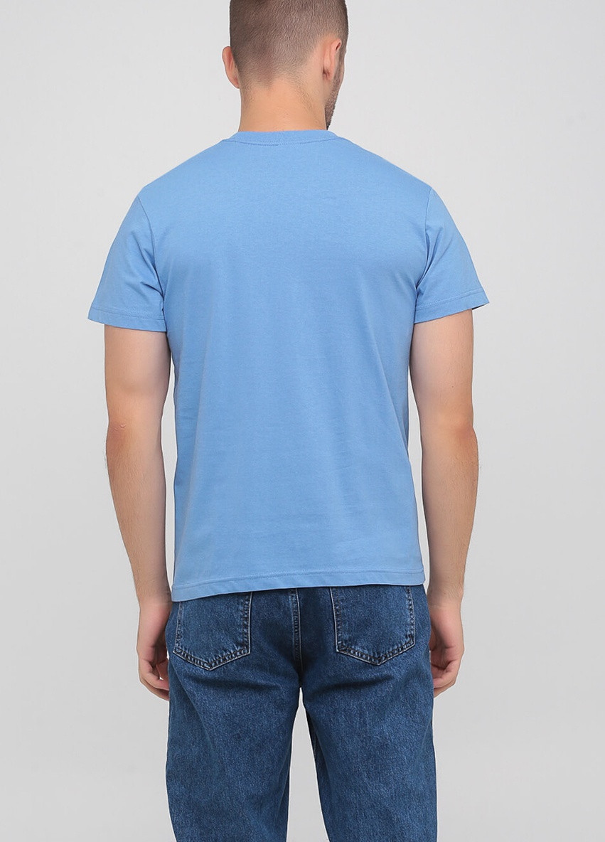 Блакитна футболка чоловіча безшовна з круглим коміром Stedman