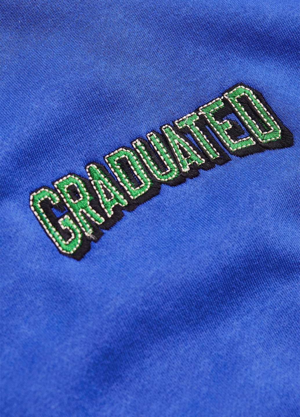 Синий свитшот H&M однотонный вышивка (362622085)