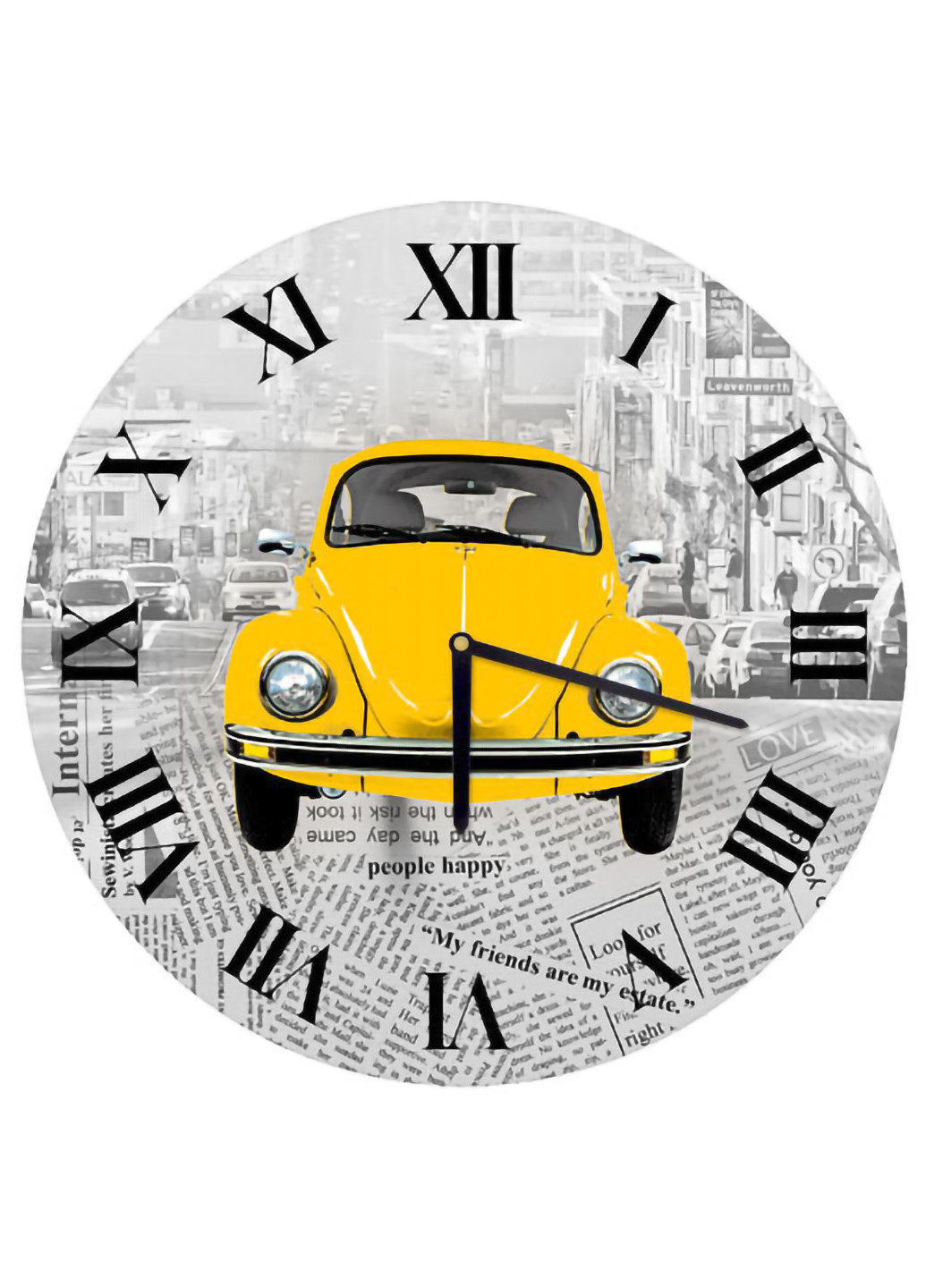 Часы настенные круглые Автомобиль Жук 36 см Presentville (253065040)