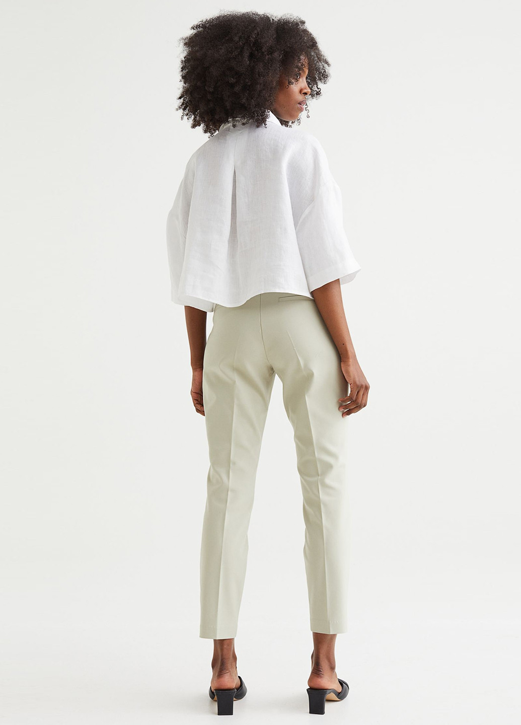 Светло-бежевые кэжуал демисезонные укороченные брюки H&M
