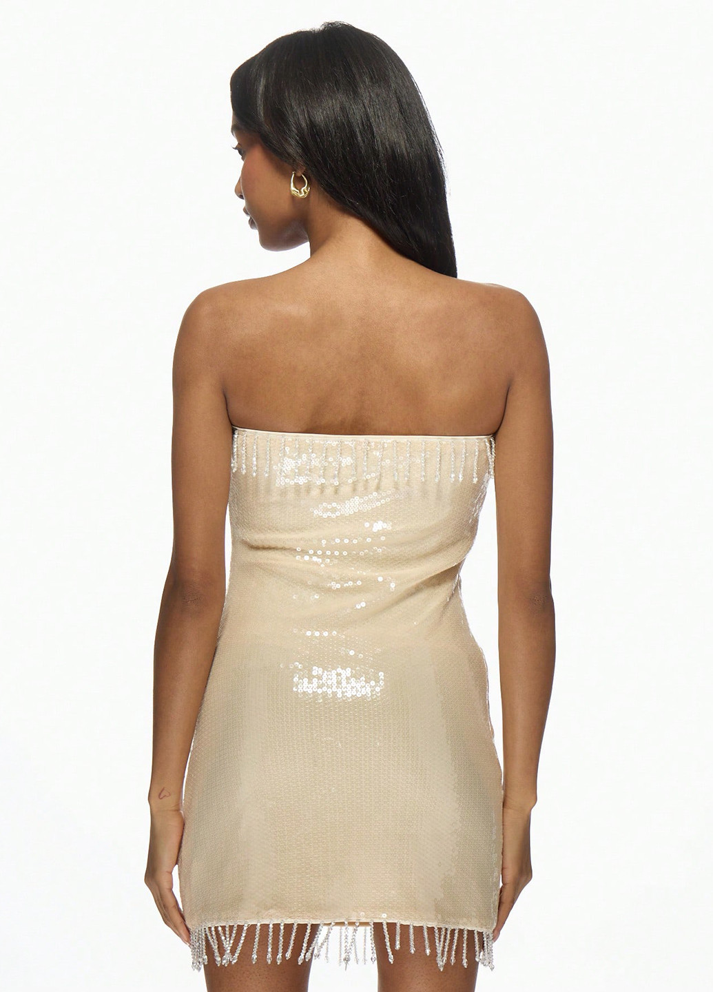 Кремова вечірня, кежуал сукня бандо, з відкритими плечима SHEIN однотонна