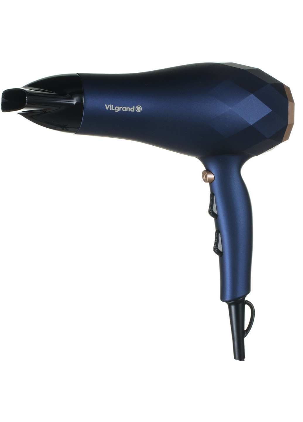 Фен электрический для сушки и укладки волос 220 В; арт.VHD-2424ТI ;т.м. Vilgrand VHD-2424TI_gold синий