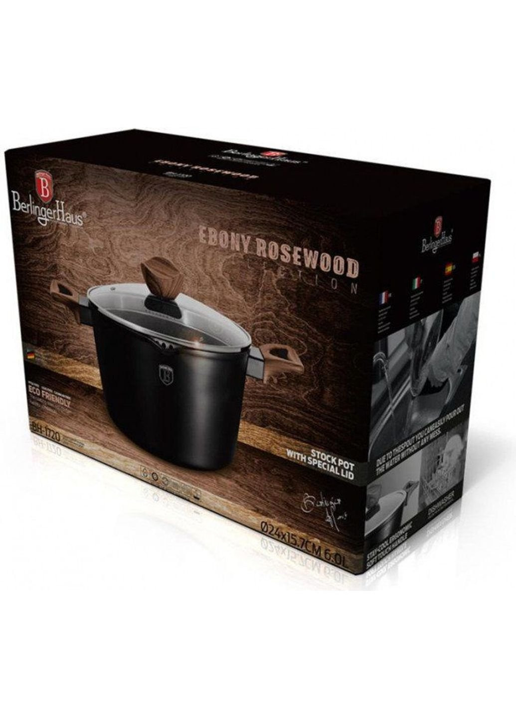 Кастрюля Ebony Rosewood BH-1720 24 см 6 л Berlinger Haus (253627546)