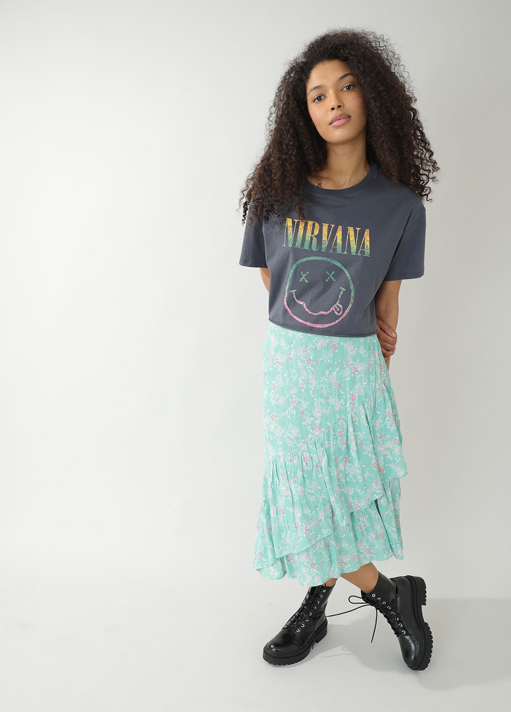 Мятная кэжуал цветочной расцветки юбка Pimkie