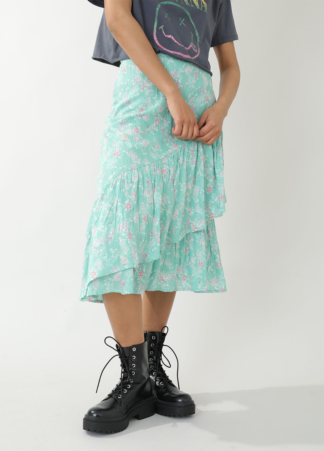 Мятная кэжуал цветочной расцветки юбка Pimkie