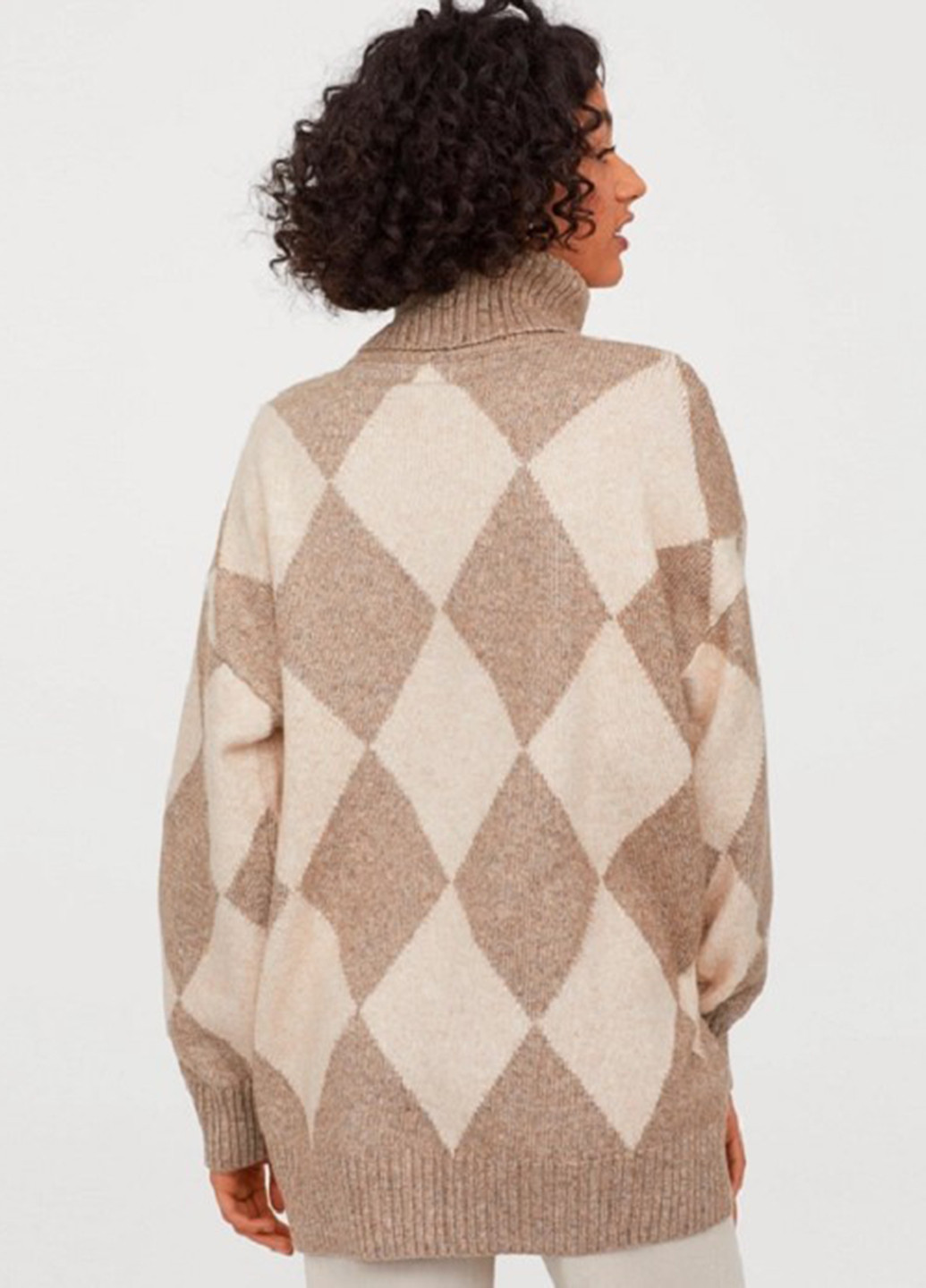 Комбинированный зимний светр зимовий вільного крою H&M
