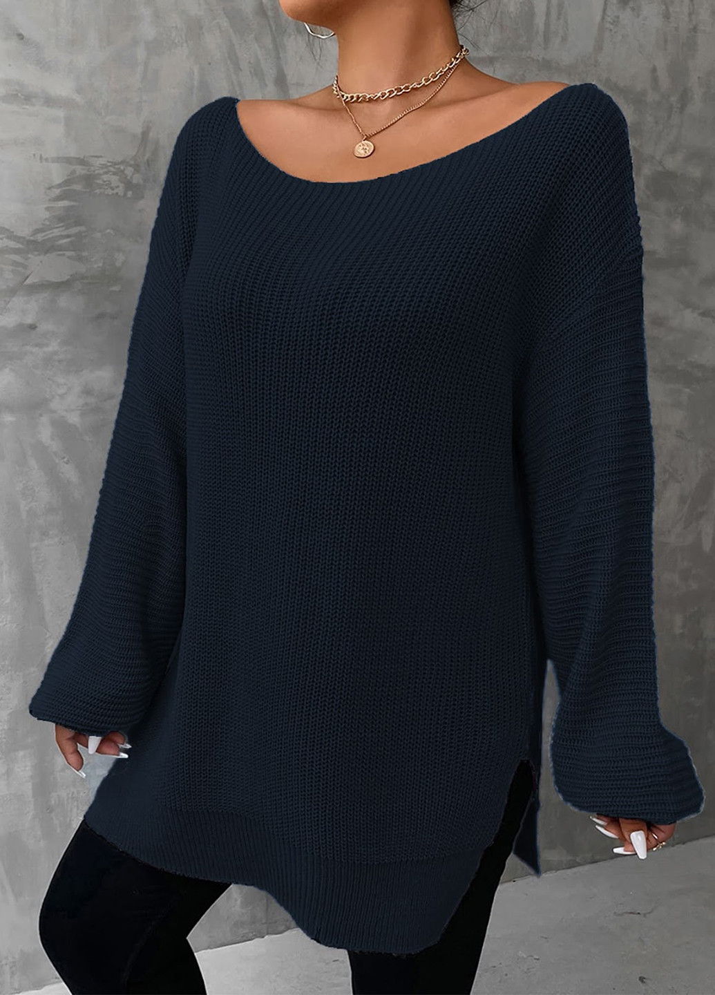 Темно-синій зимовий пуловер пуловер SHEIN