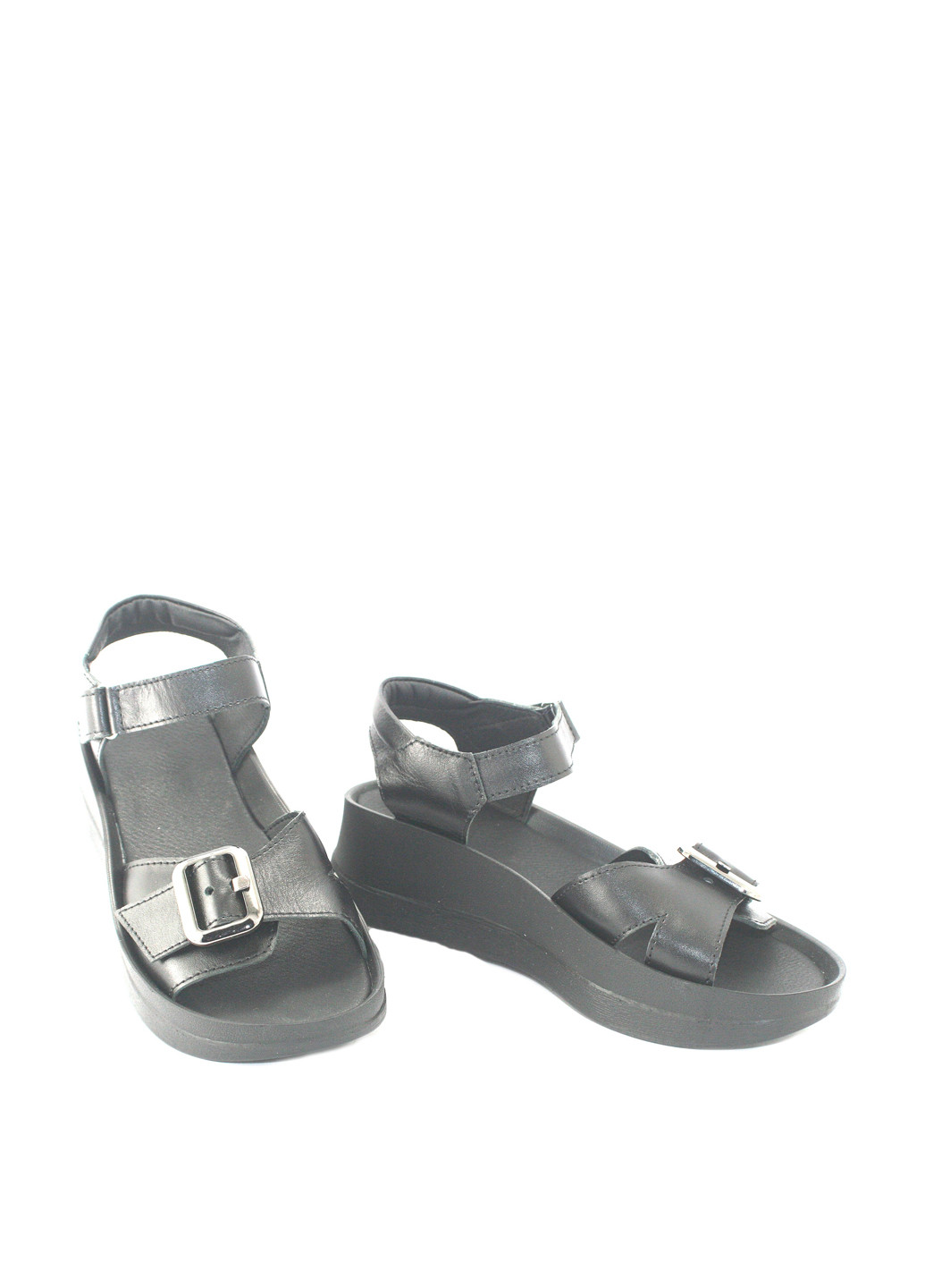 Черные босоножки Mila на липучке с пряжкой