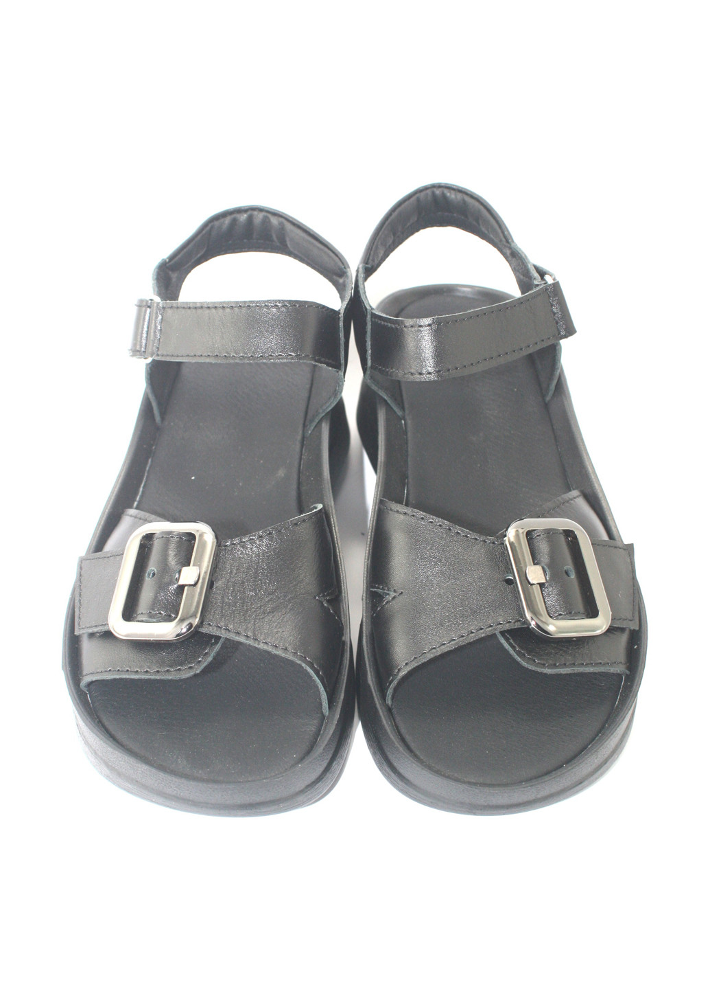 Черные босоножки Mila на липучке с пряжкой