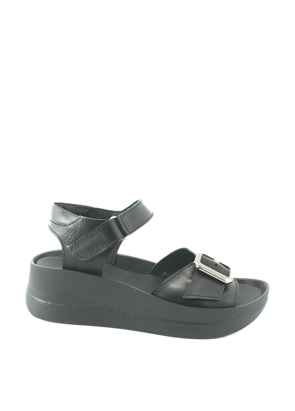 Черные босоножки Mila на липучке с пряжкой