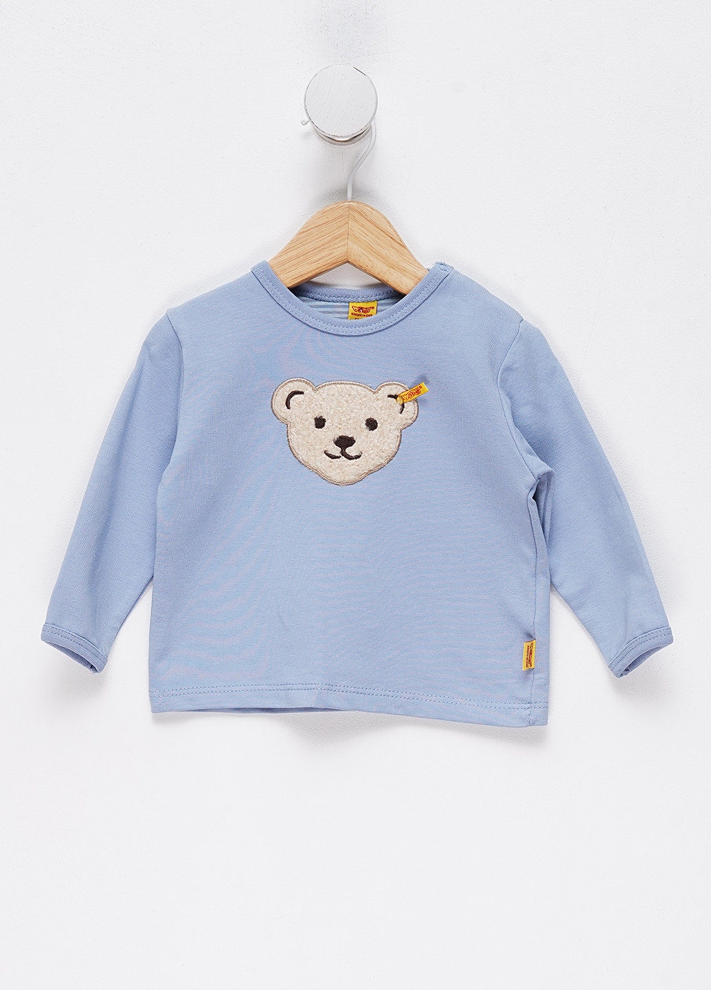 Голубой демисезонный кэжуал лонгслив Steiff однотонный