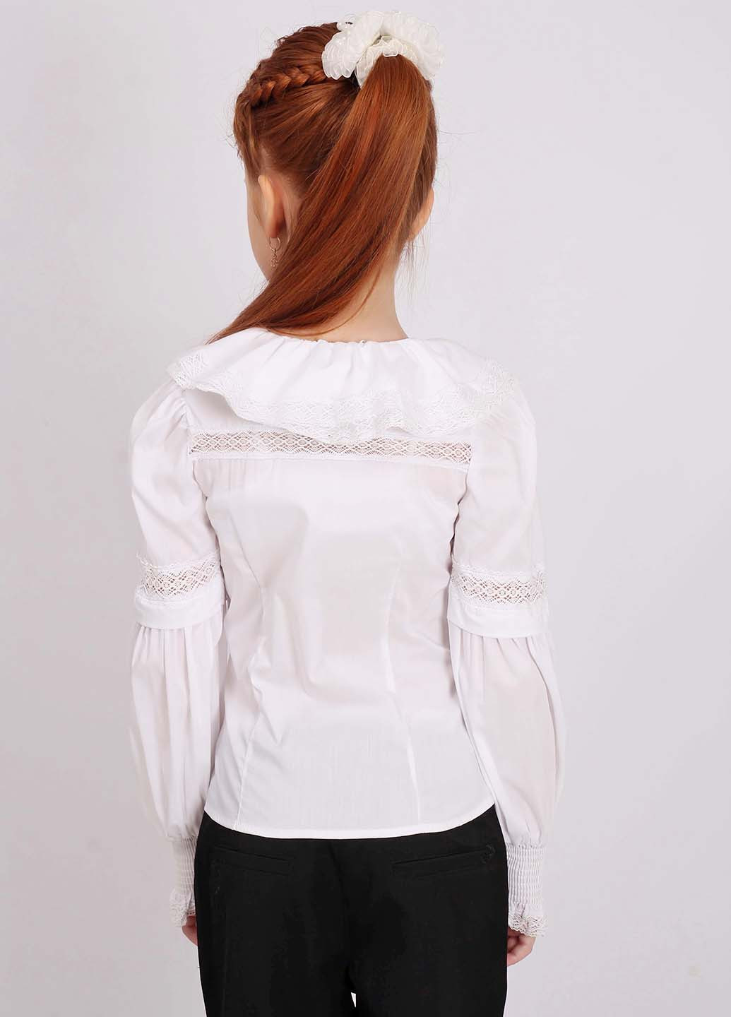 Белая однотонная блузка с длинным рукавом Colabear демисезонная