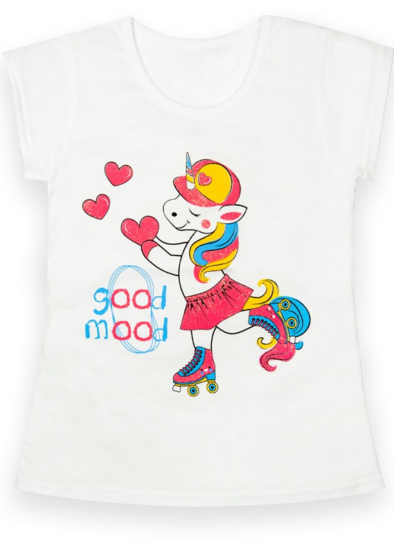 Біла літня дитяча футболка для дівчинки ft-22-10/1 *good mood* Габби