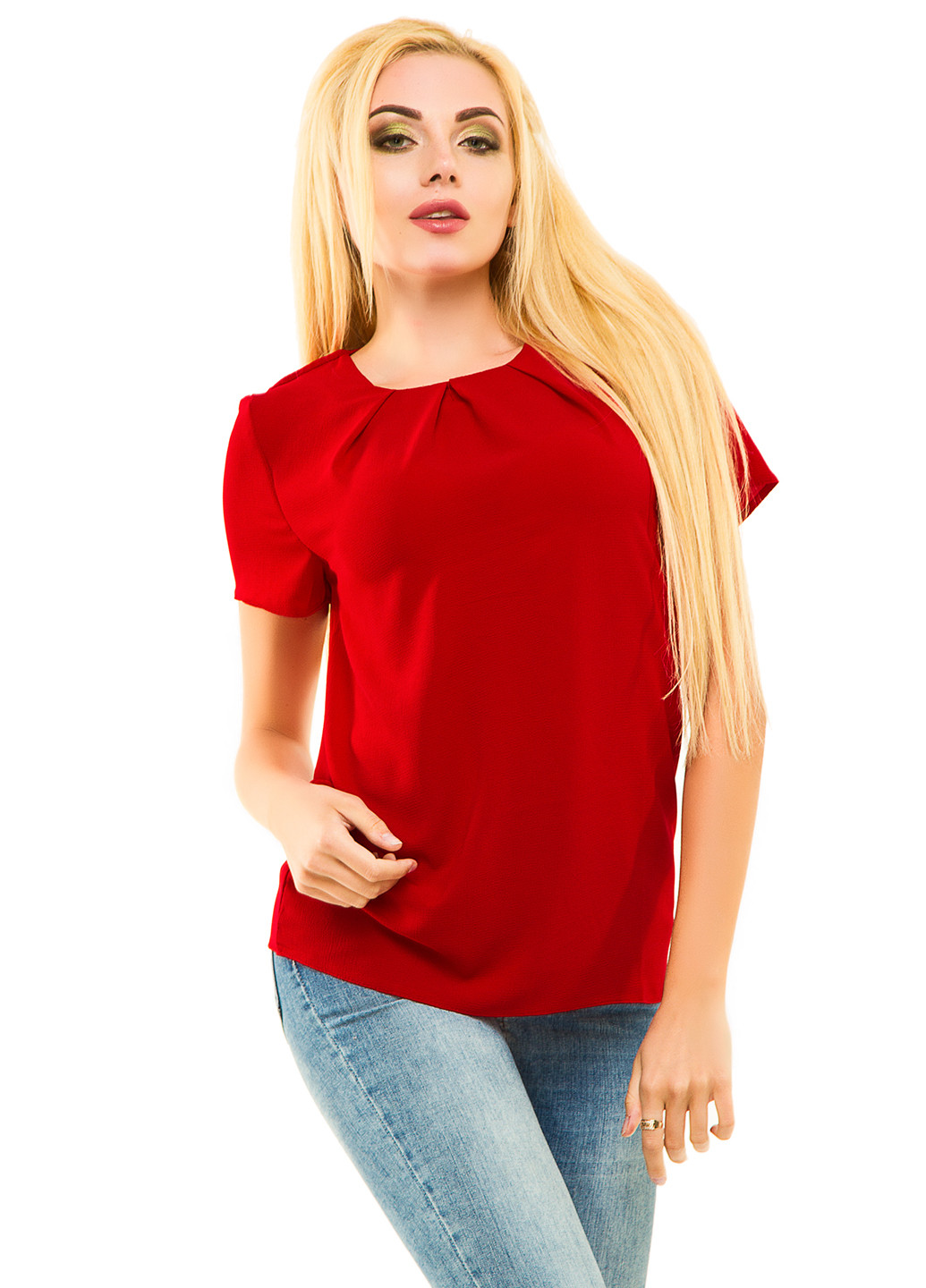 Красная демисезонная блуза Lady Style