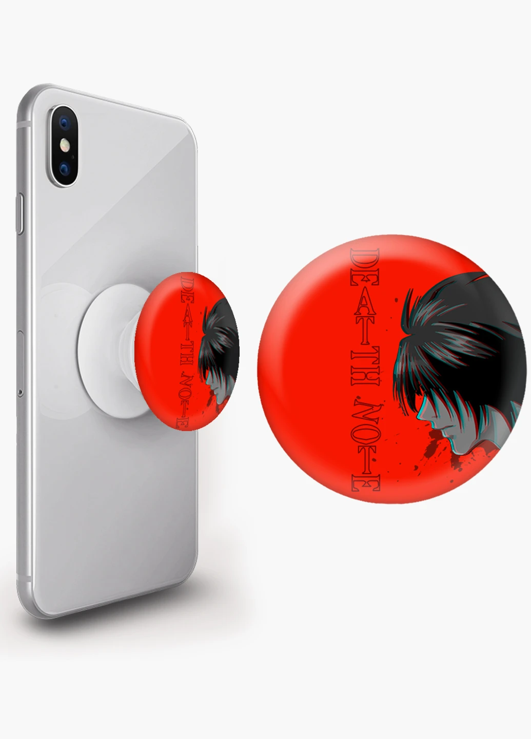 Попсокет (Popsockets) тримач для смартфону Ел Лоулайт Зошит смерті (L Death Note) (8754-2824) Чорний MobiPrint (221548566)