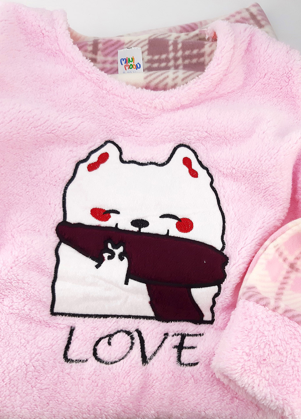 Рожева зимня піжама тепла флісова кофта + брюки Mini Moon
